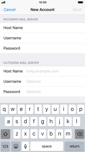 Press Host Name and key in smtp.telstra.com.